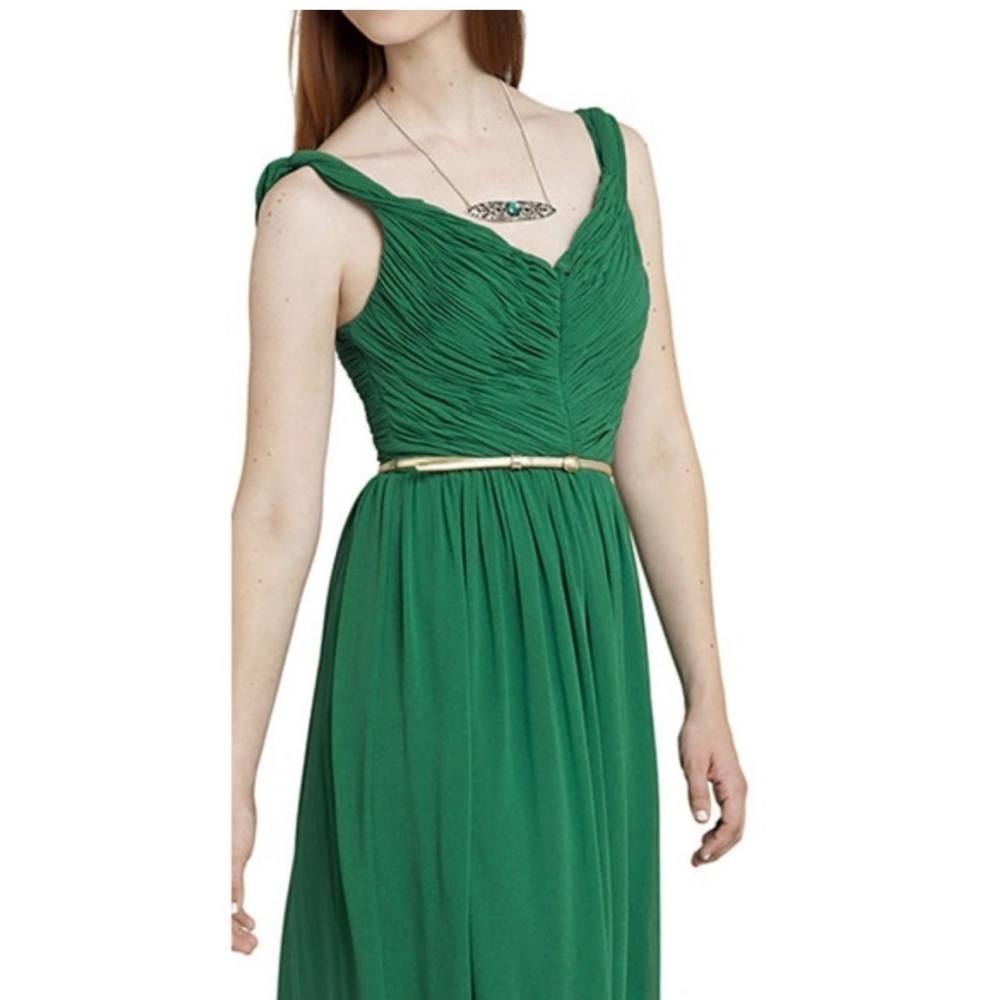 Donna Morgan Teal Sleeveless Formal Ruched Chiffon Twist Dress NWT 198.00